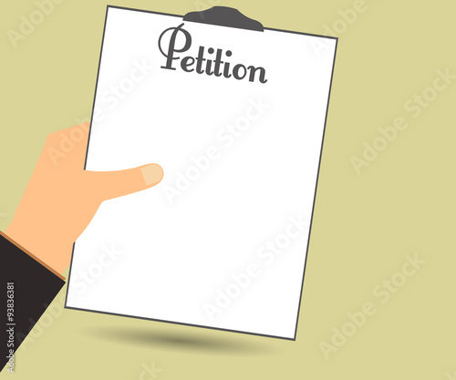 Petition. The petition in hand. Vector illustration in a flat style. Design element.