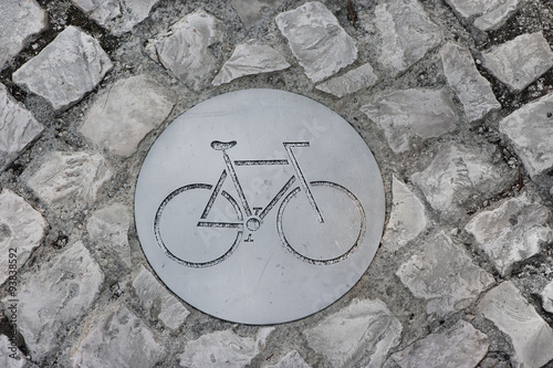 sign of a bicycle path in Lisbon, Portugal