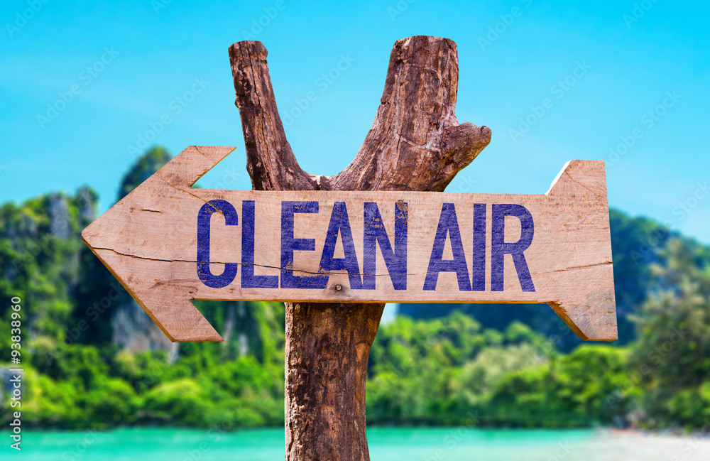 Clean Air arrow with beach background
