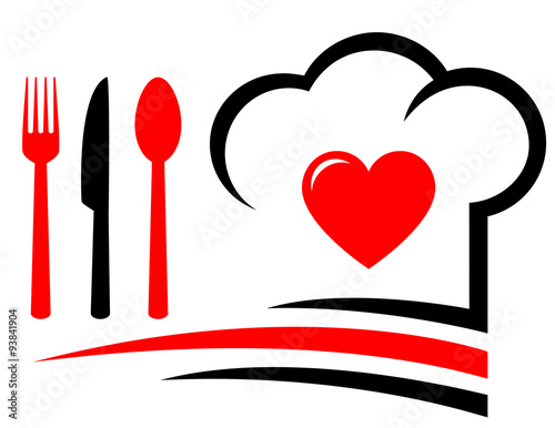 restaurant emblem with heart