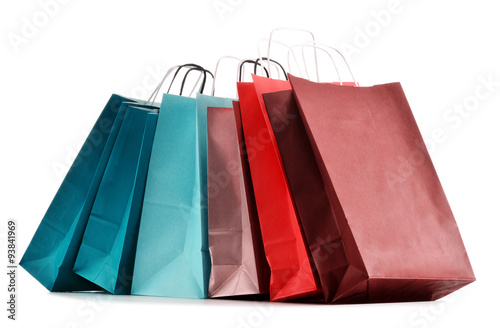 Paper shopping bags isolated on white background
