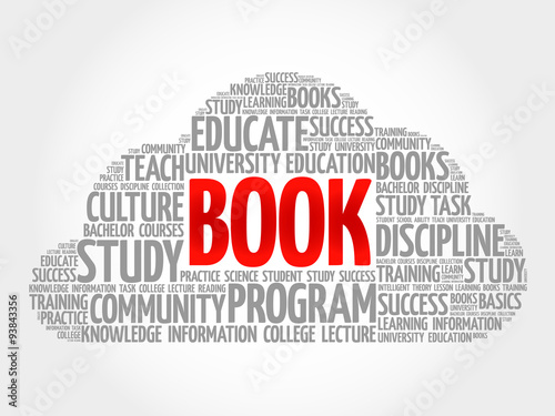BOOK. Word education collage