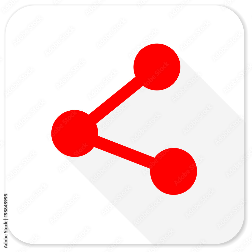 share red flat icon with long shadow on white background share red flat icon with long shadow on white background