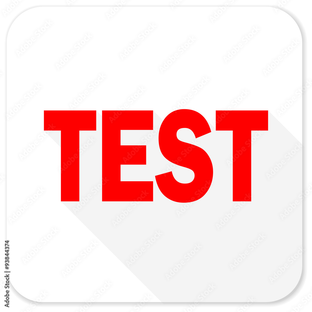 test red flat icon with long shadow on white background