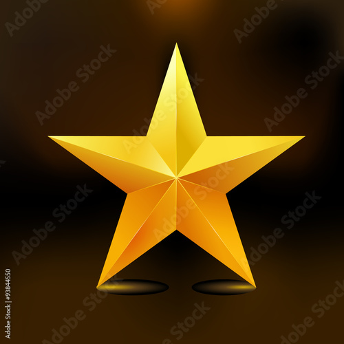 Single golden star shine on dark background