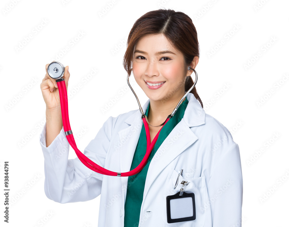 Young doctor raise up the stethoscope Young doctor raise up the stethoscope
