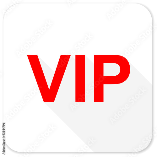 vip red flat icon with long shadow on white background