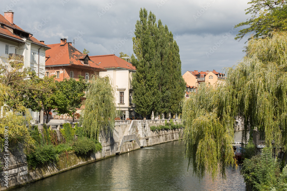 view of Ljubljana and the Ljubljanica River, Slovenia