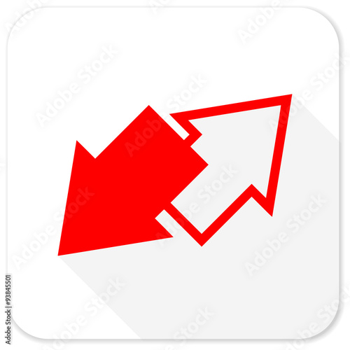 exchange red flat icon with long shadow on white background