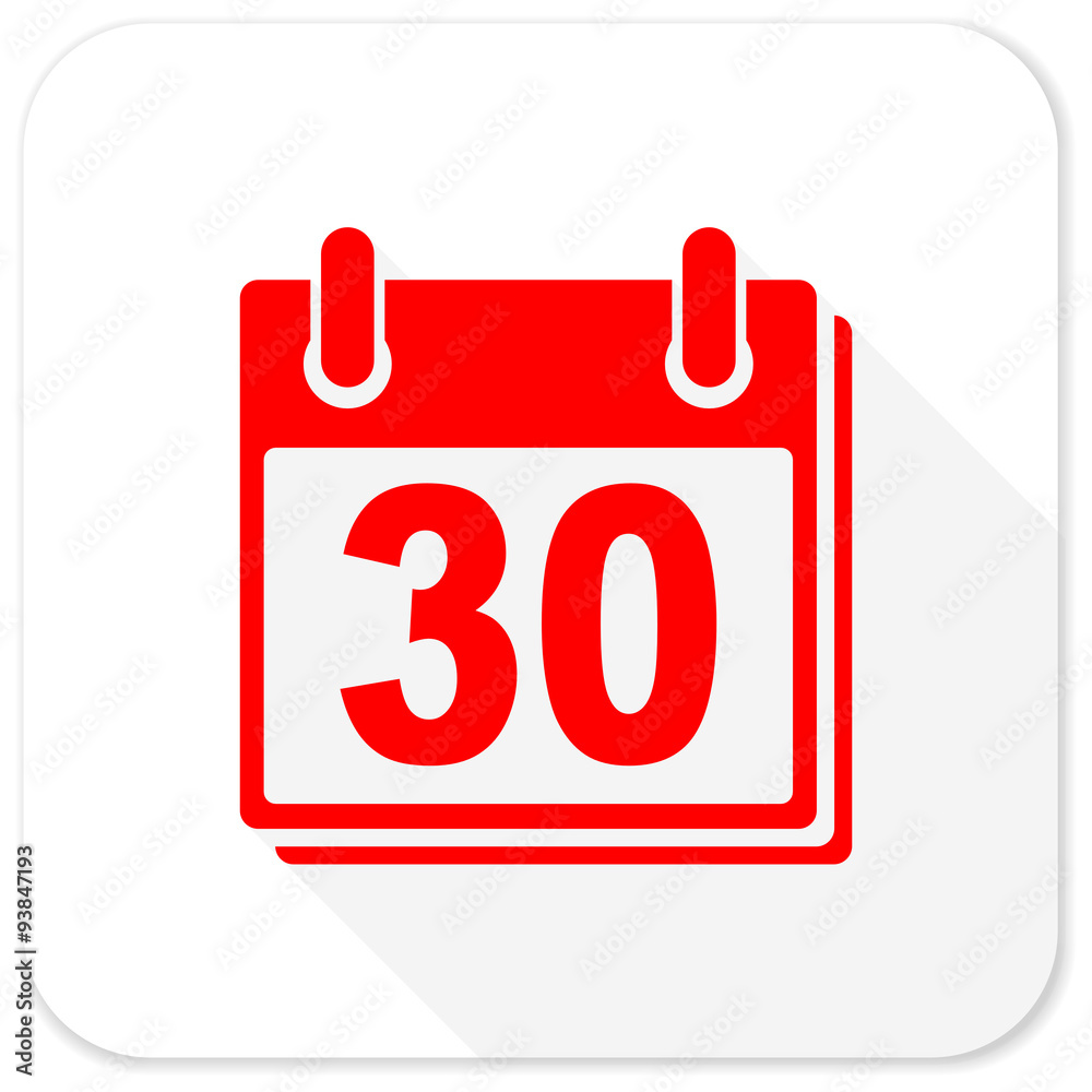calendar red flat icon with long shadow on white background calendar red flat icon with long shadow on white background