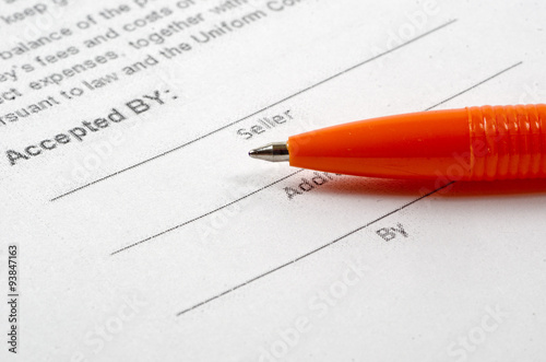 sales agreement and pen