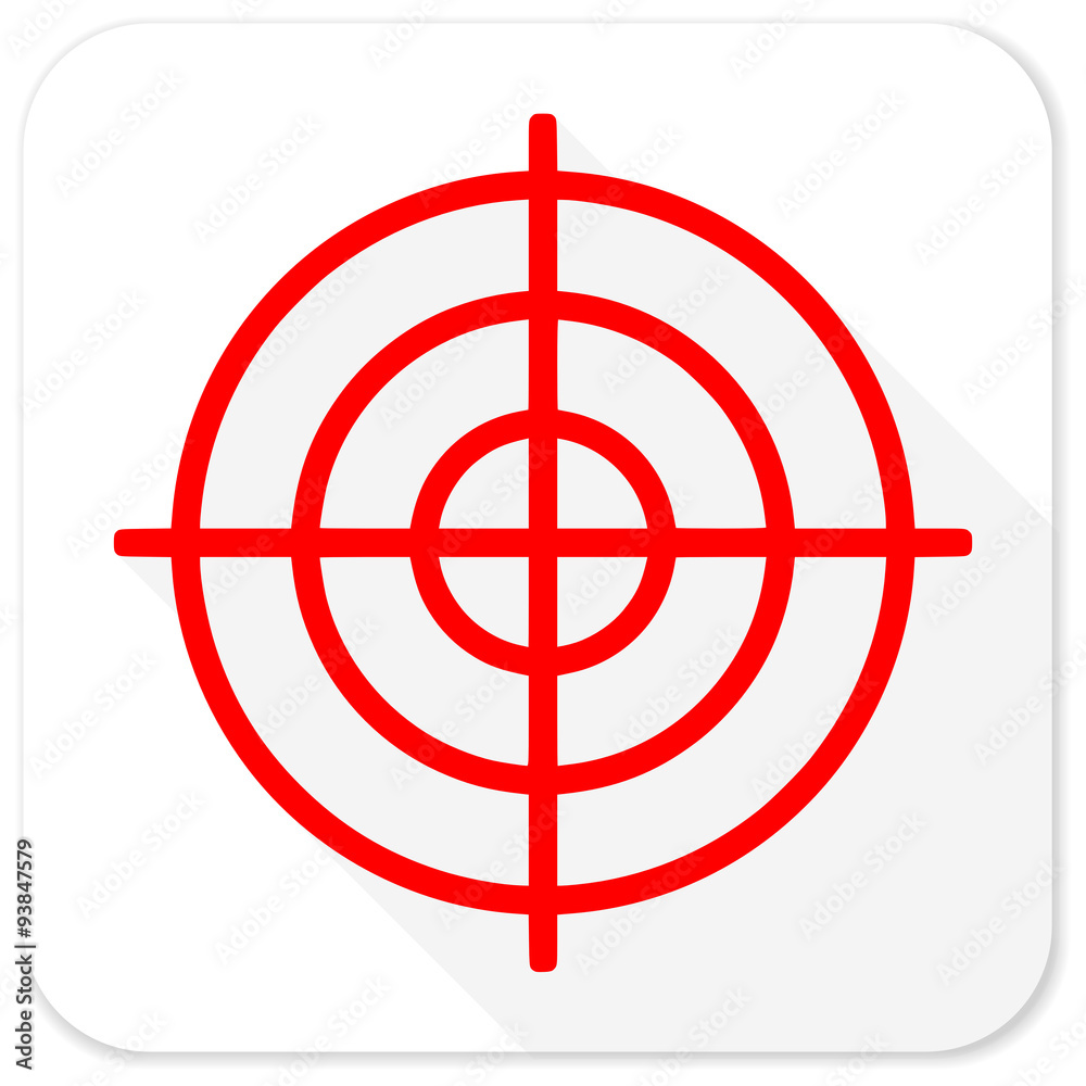 target red flat icon with long shadow on white background target red flat icon with long shadow on white background