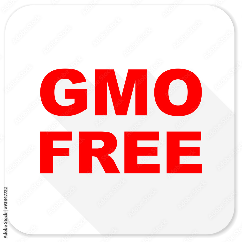 gmo free red flat icon with long shadow on white background gmo free red flat icon with long shadow on white background