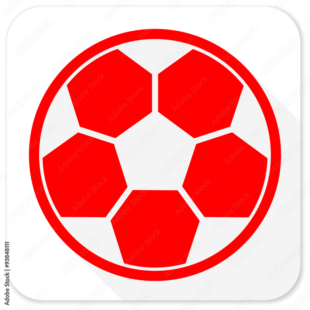 soccer red flat icon with long shadow on white background soccer red flat icon with long shadow on white background