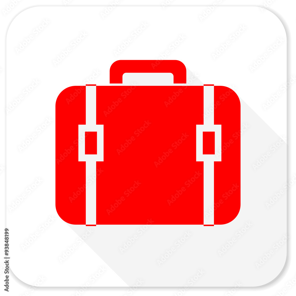 Fototapeta premium bag red flat icon with long shadow on white background