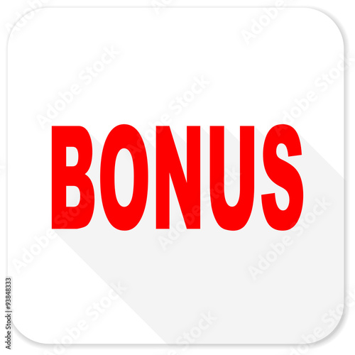 bonus red flat icon with long shadow on white background