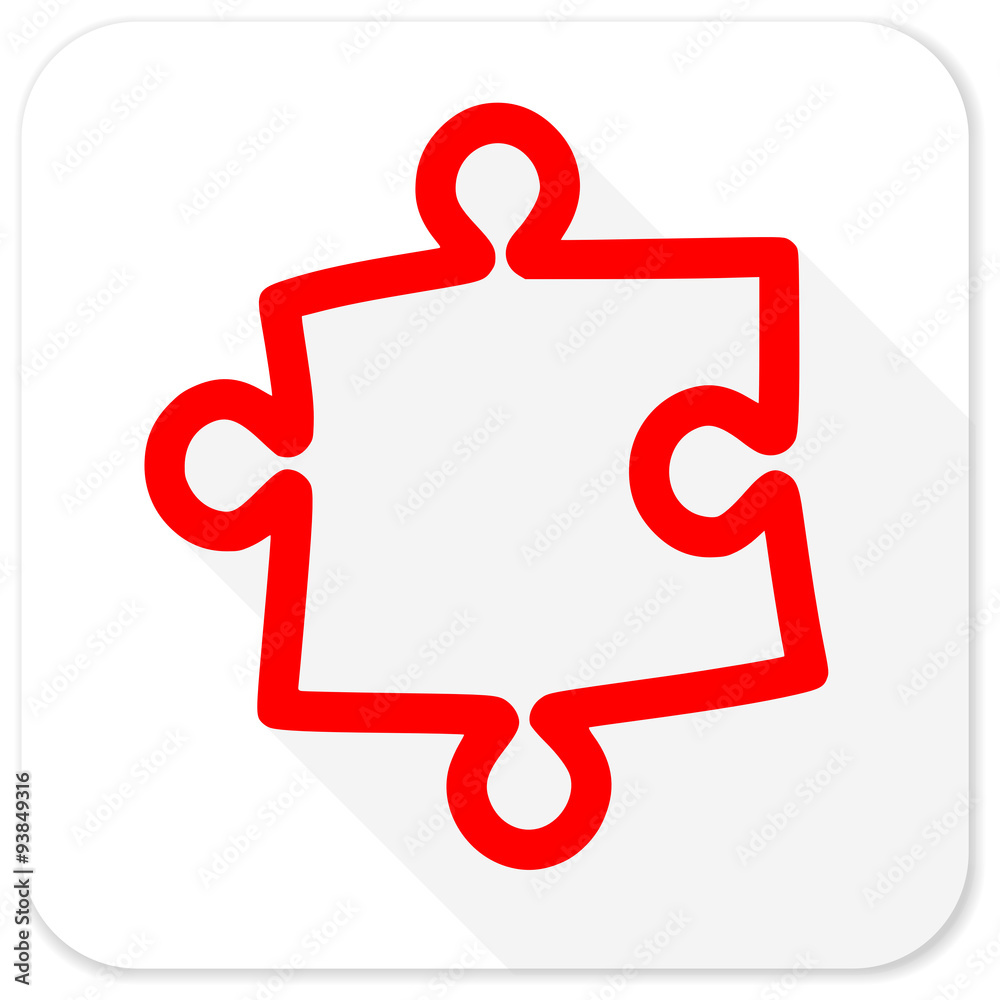 puzzle red flat icon with long shadow on white background puzzle red flat icon with long shadow on white background