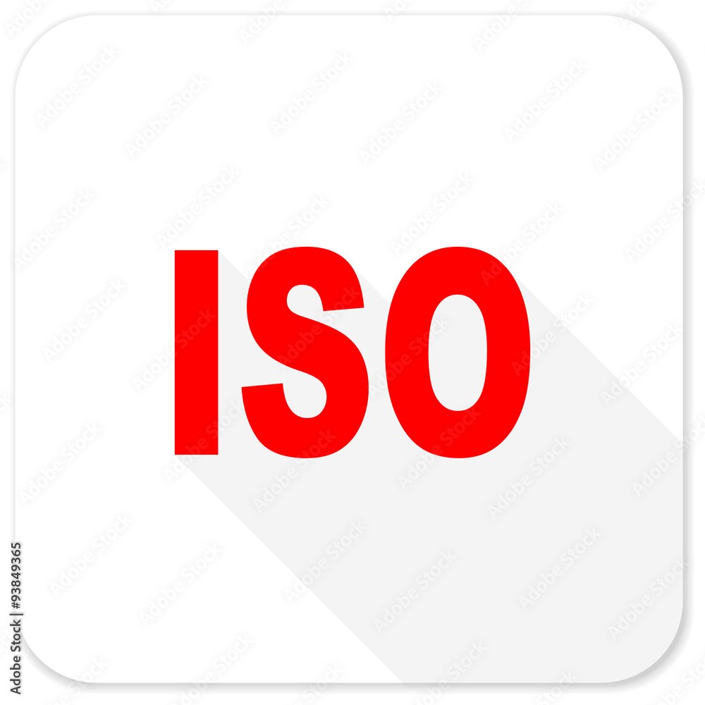 iso red flat icon with long shadow on white background iso red flat icon with long shadow on white background