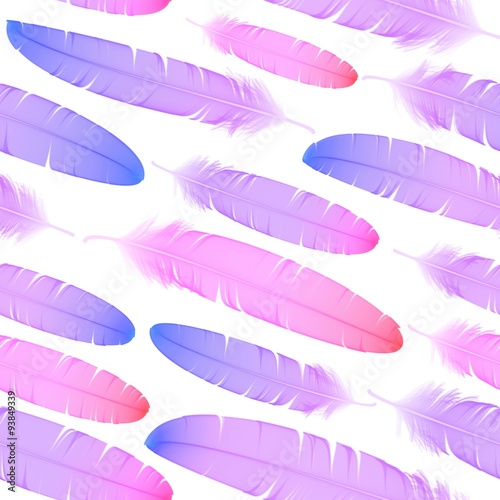 Colorful seamless feather vector pattern