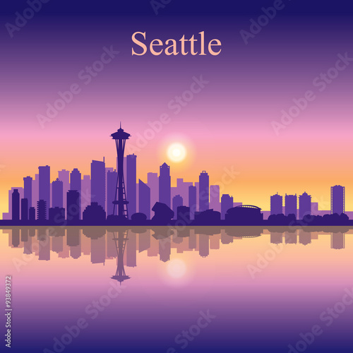 Seattle city skyline silhouette background