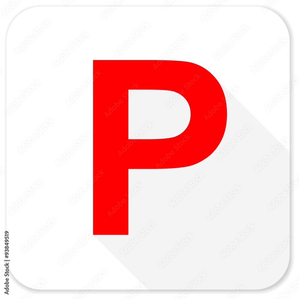 parking red flat icon with long shadow on white background parking red flat icon with long shadow on white background