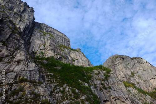 looking up to the pulpit rock