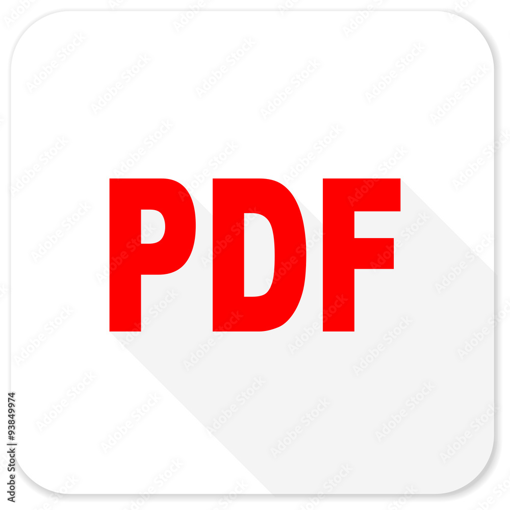 pdf red flat icon with long shadow on white background pdf red flat icon with long shadow on white background