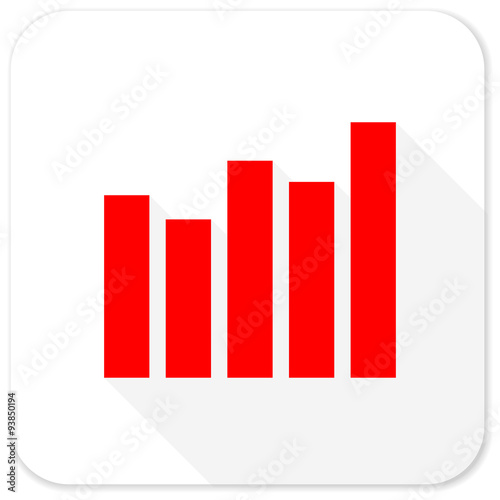 graph red flat icon with long shadow on white background