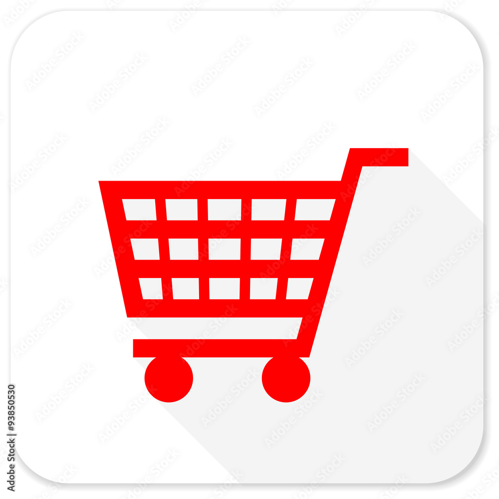 cart red flat icon with long shadow on white background cart red flat icon with long shadow on white background