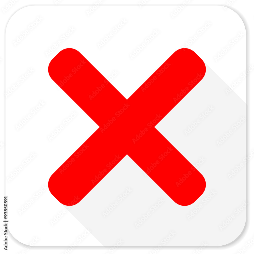 cancel red flat icon with long shadow on white background cancel red flat icon with long shadow on white background