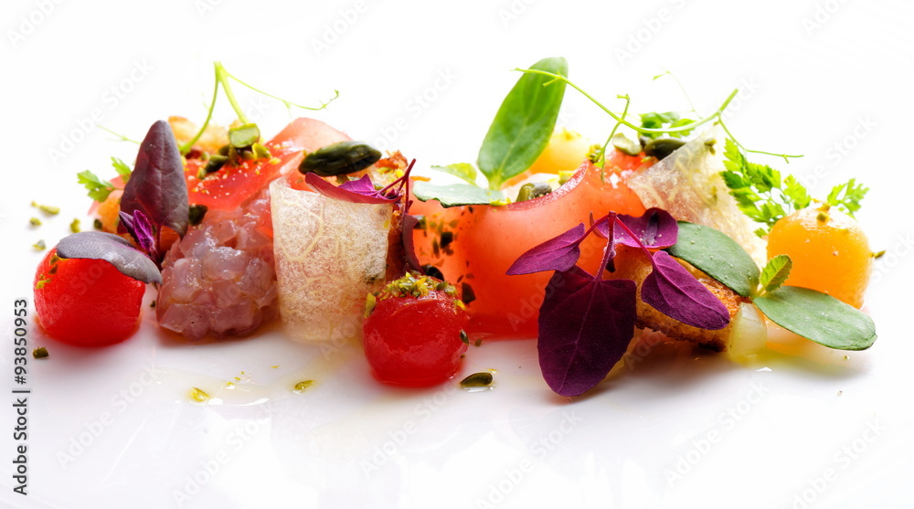 Free Photo  Appetizing elegant haute cuisine food with tuna fish