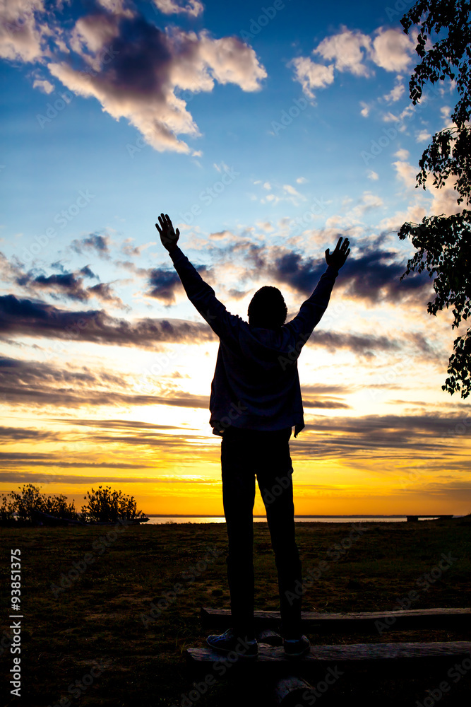 Person praying on the Nature