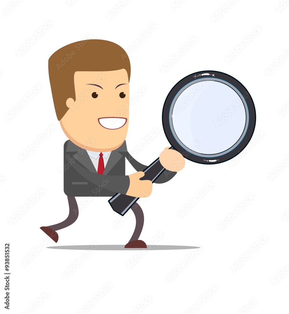 businessman with a magnifying glass in his hands businessman with a magnifying glass in his hands