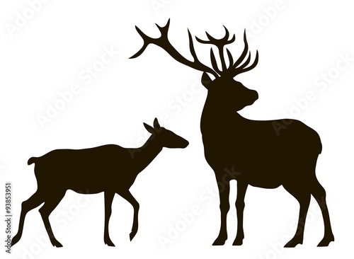 Vector silhouette of a pair of deer