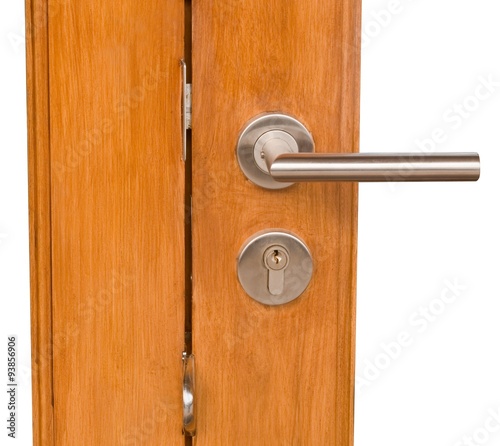 Wallpaper Mural Lock and Door Handle on Golden Brown Wooden Door Torontodigital.ca