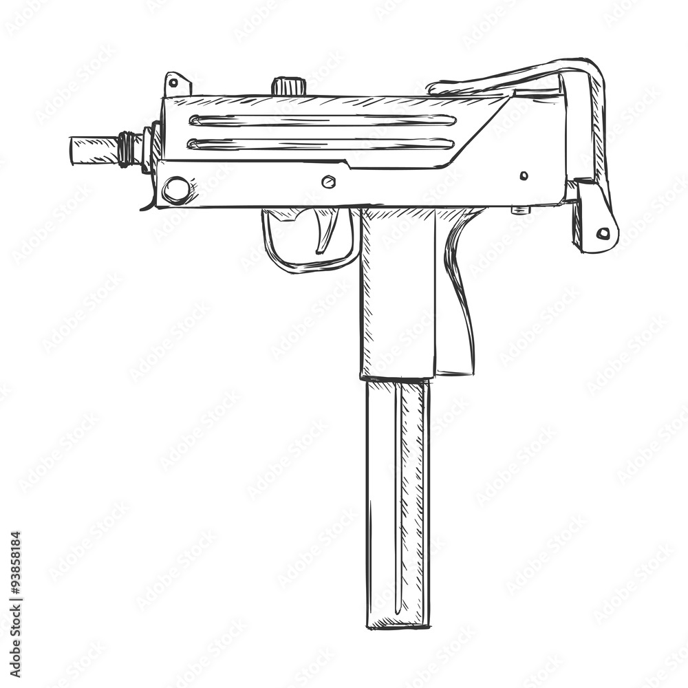Vector Sketch Ingram Machine Gun Stock Vector Adobe Stock