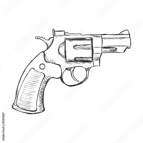 Vector Sketch Revolver Pistol