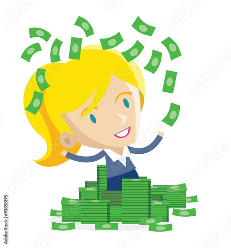 mujer de negocios exitosa con mucho dinero