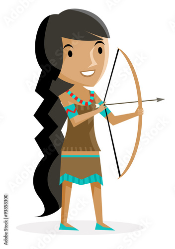 nativa indígena con arco y flecha