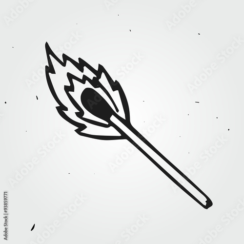 Cartoon burning match, hand drawn