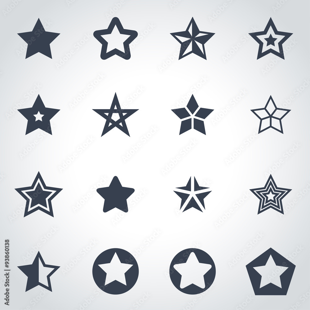 Vector black stars icon set Stock Vector | Adobe Stock