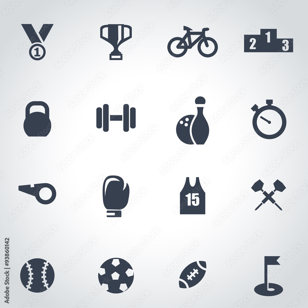 Vector black sport icon set Vector black sport icon set