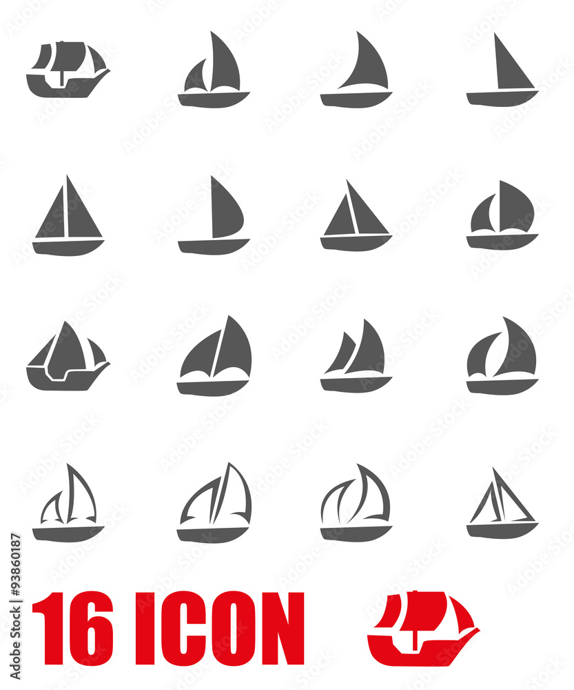 Vector grey sailboat icon set