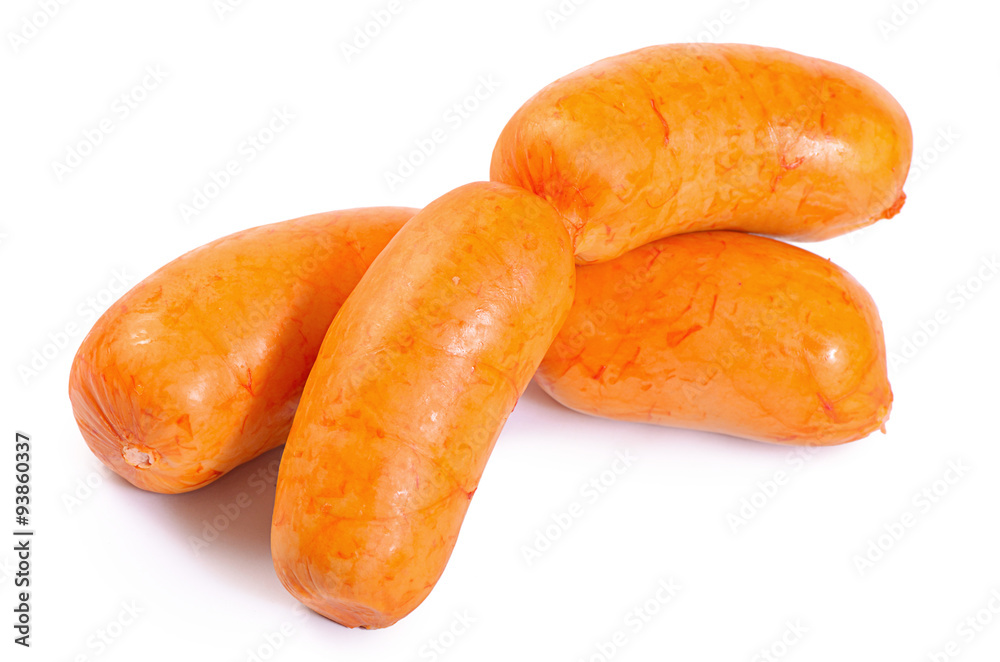 Meat sausages isolated on white background Meat sausages isolated on white background