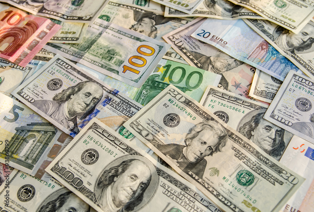 US Dollar versus Euro as background US Dollar versus Euro as background