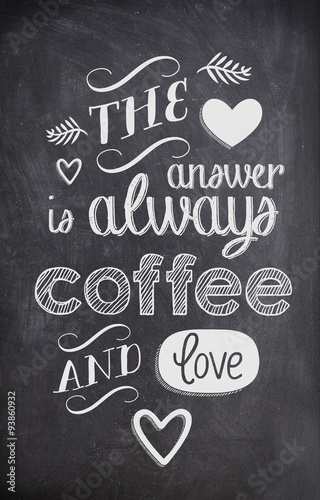 Coffee Quote written with chalk on a black board