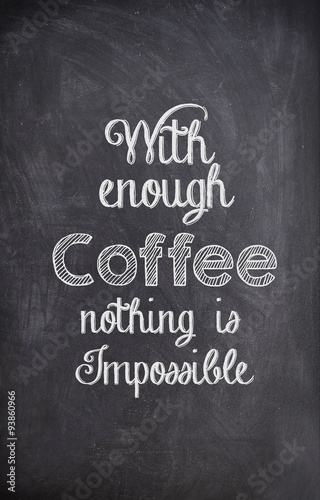 Картината върху платно Coffee Quote written with chalk on a black board