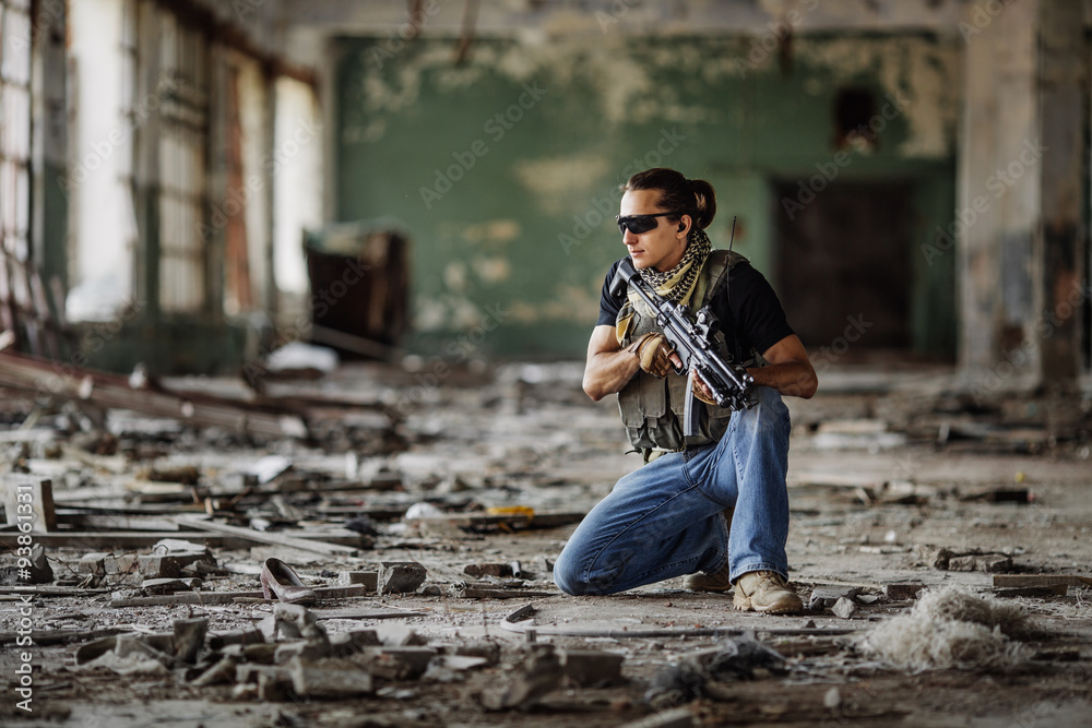 Fototapeta premium Private Military Contractor during the special operation