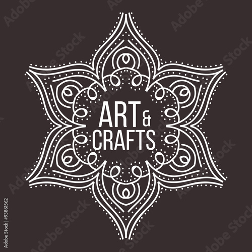 Ethnic logotype decorative element. Hand drawn elegant lineart logo design. Vector illustration. Islam  Arabic  Indian  ottoman motifs.