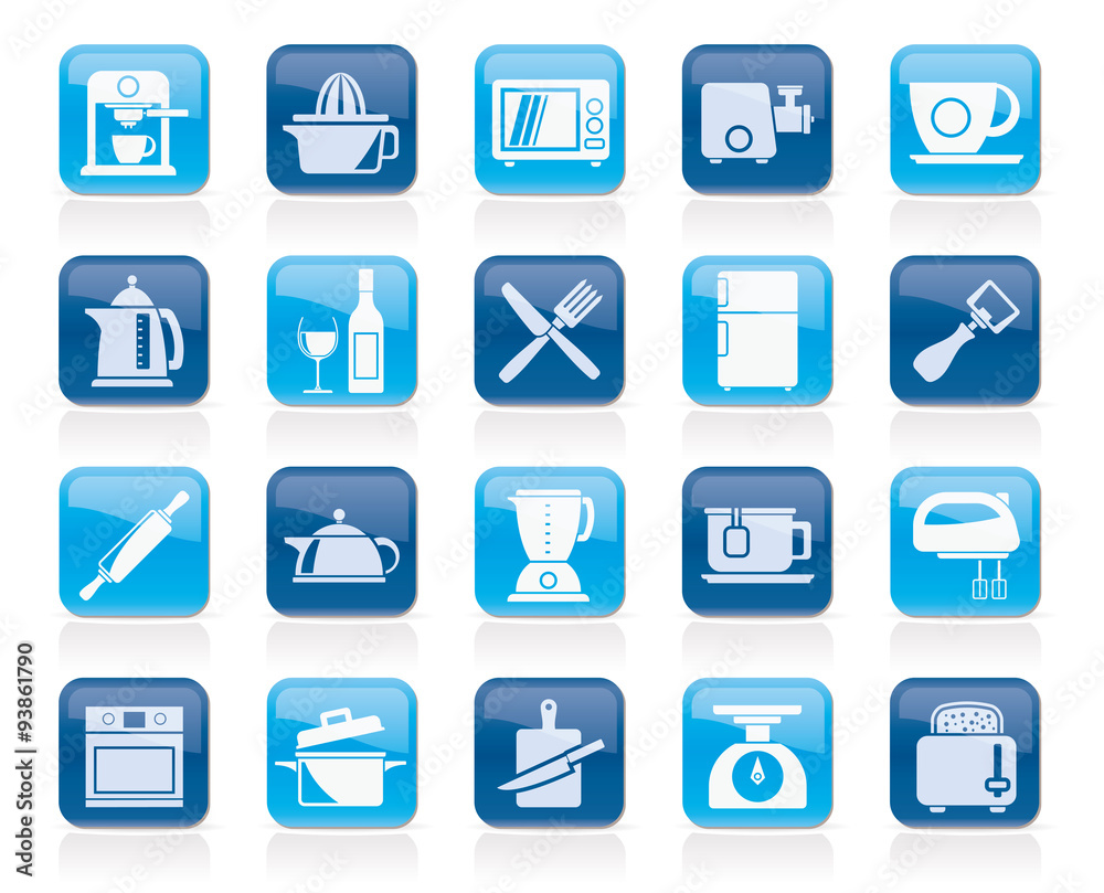 Kitchenware objects and equipment icons - vector icon set Kitchenware objects and equipment icons - vector icon set